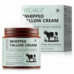 Whipped Tallow & Honey Balm, Tallow Face Moisturizer Cream, Beef Tallow for Skin, Natural Face Tallow Cream with Raw Honey
