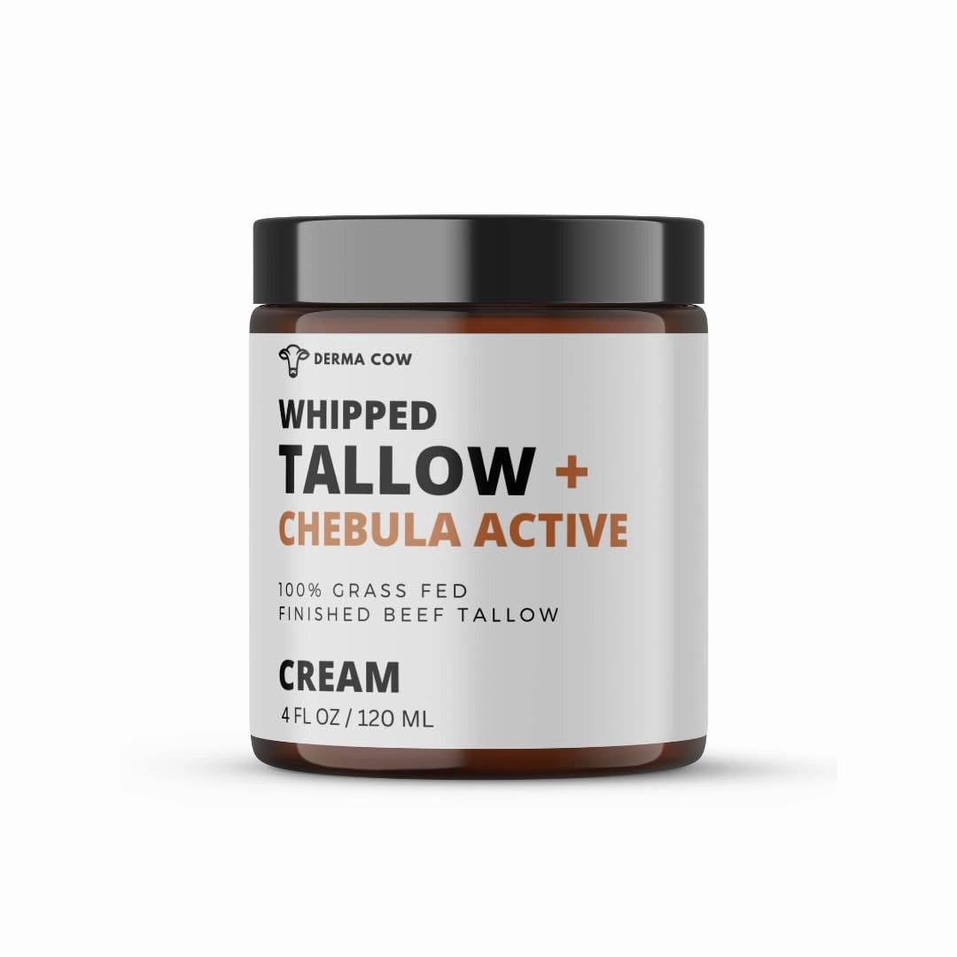 Whipped Tallow Cream   Chebula Active, 100% Grass Fed Beef Tallow Cream for Face   Body, Moisturizer Skin Care, All Natural Lotion for Sensitive skin - 4 oz