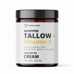 Whipped Tallow Cream With Vitamin C,100% Grass Fed Beef Tallow Cream for Face   Body, Moisturizer Skin Care, All Natural Lotion for Sensitive skin, Unscented - 4 oz