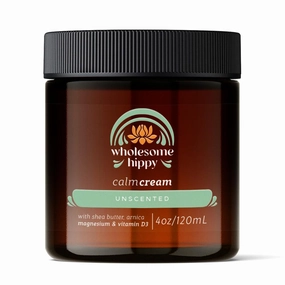 Wholesome Hippy Calm Cream – Unscented Body Butter with Magnesium, Vitamin D3, Shea, Arnica & Turmeric – Vegan Hydrating Moisturizer for Sensitive Skin & Self-Care – 4oz