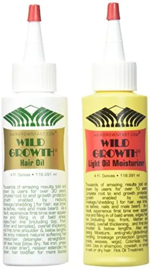 Wild Growth Set (Hair Oil 4 oz   Light Oil Moisturizer 4 oz)