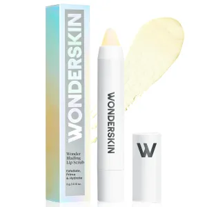 Wonderskin 3-in-1 Lip Scrub Exfoliator & Moisturizer, Lip Exfoliator Scrub, Hydrating Balm for Soft, Nourished, Flake-Free Lips with One-Step Prep, 0.10oz