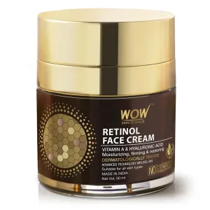 WOW Skin Science Retinol Face Cream - Oil Free, Quick Absorbing - For All Skin Types - No Parabens, Silicones, Color, Mineral Oil & Synthetic Fragrance - 50 ml