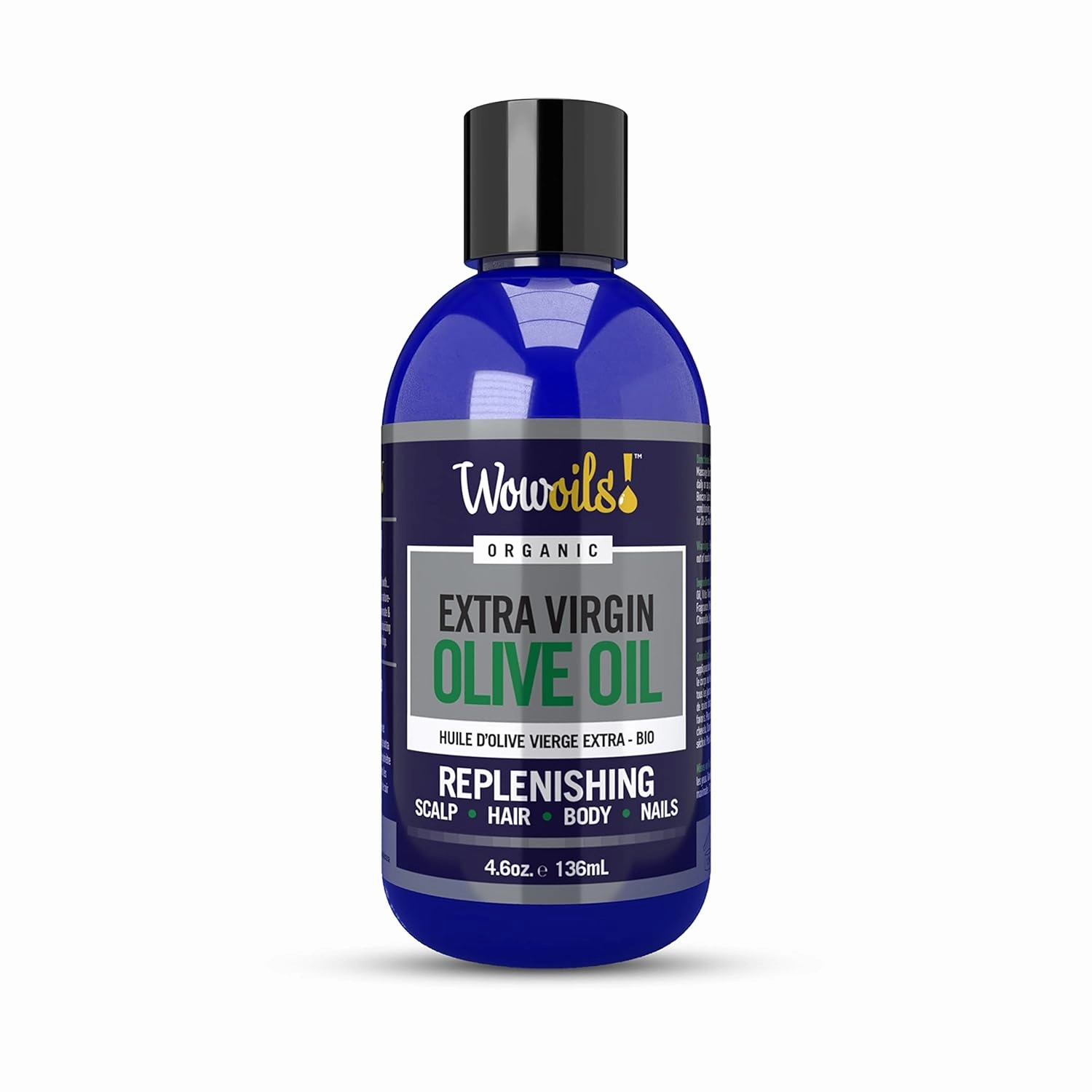 WOWOILS! Extra Virgin Olive Oil for Hair Shine & Smoothening - Repair Dry, Damaged Hair, Reducing Frizz & Mending Split Ends, Suitable for Hair, Scalp, Nails & Body Moisturizer, 4.6 Oz