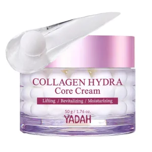 YADAH Hydra Core Cream – Barrier Repair Moisturizer with 10 Types of Hyaluronic Acids, 1000ppm Low Molecular Collagen & Ceramide, Deep Hydration for Sensitive Skin, 1.76 oz