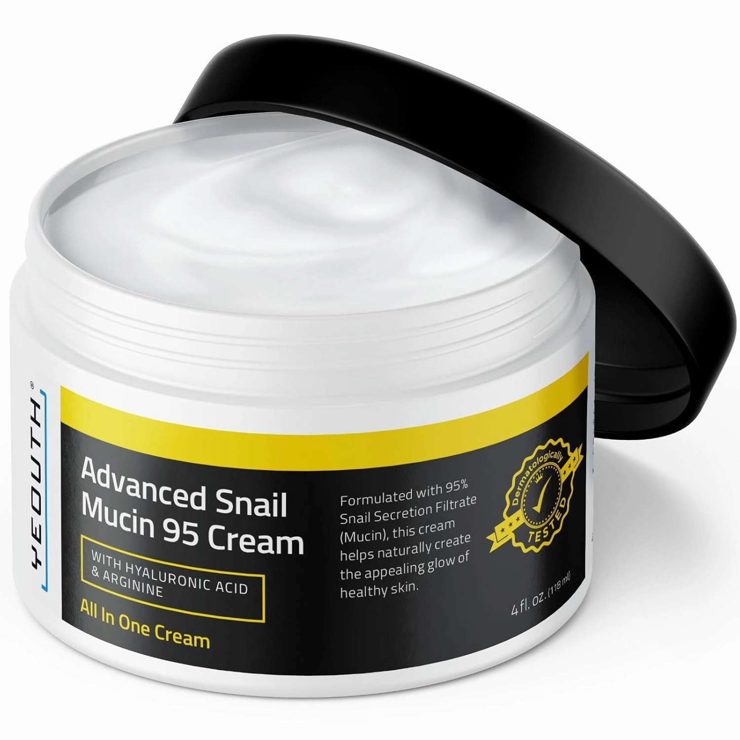 YEOUTH Advanced Snail Mucin Moisturizer Face Cream 95, Hydrating Advanced Snail Cream for Dry Skin, Glass Skin Moisturizer with Hyaluronic Acid & Arginine 4oz