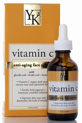 YK10 Vitamin C Serum for Face Brightening Serum Improves Skin Tone and Diminishes The Look Of Wrinkles, Fine Lines, and Age Spots - 1.75 fl oz