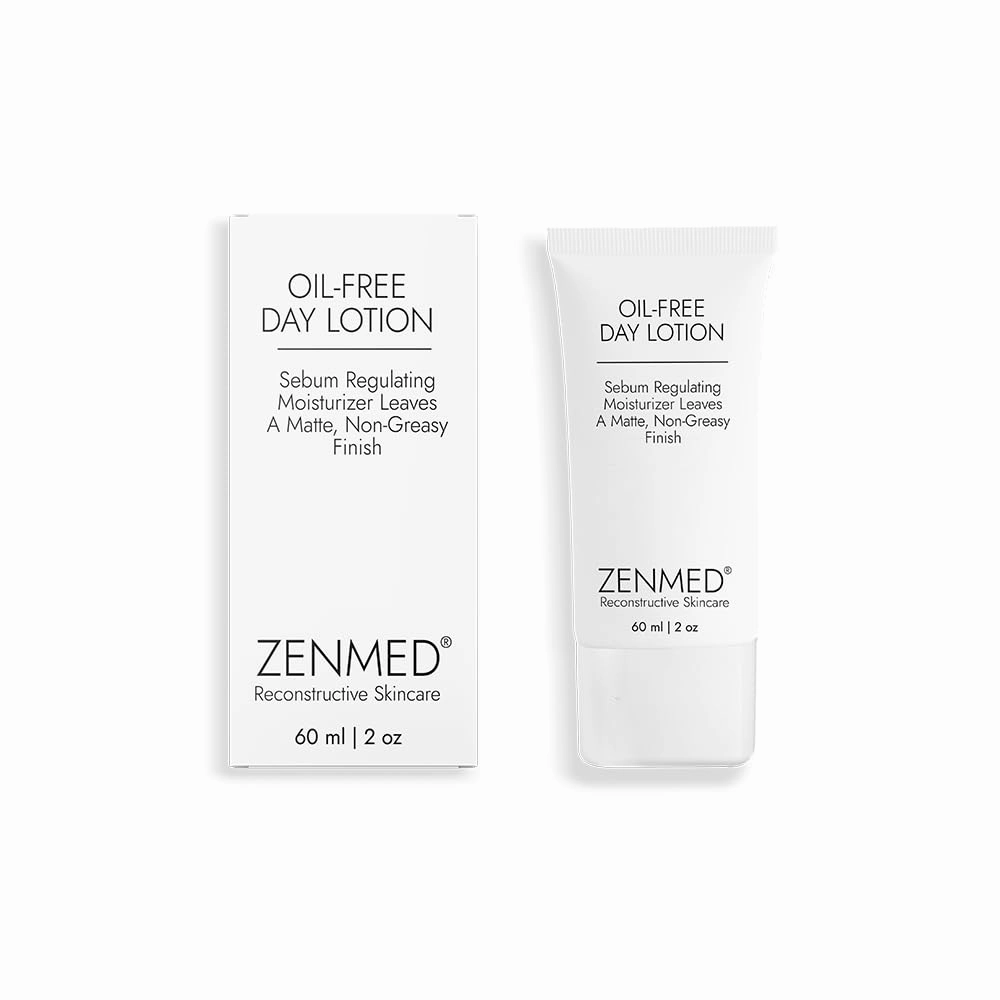 ZENMED Oil-Free Day Lotion - 2 oz. Sebum Moisturizer For All Skin Types Reduces Pores & Greasiness Leaves Matte Finish With Certified Ingredients